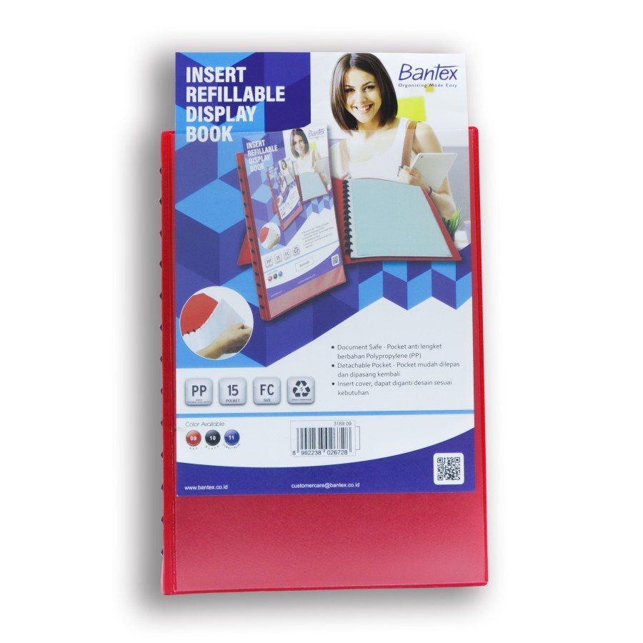 BANTEX Insert Clear Holder / Display Book Refillable Folio - Red - depan
